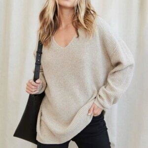 Jenni Kayne Cabin Sweater Wool Cashmere V Neck Oversized